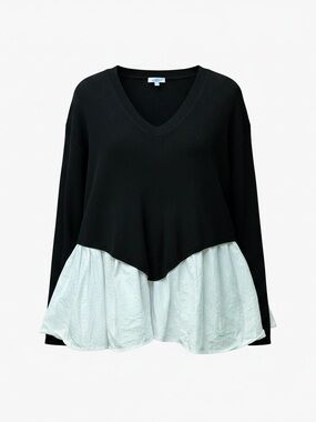 Cocobleu V-Neck Sweater with Peplum Hem